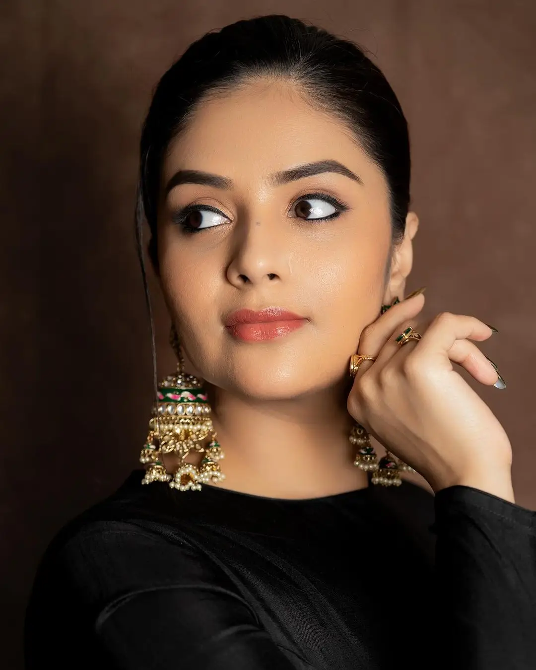 ETV Actress Sreemukhi in Black Lehenga Choli